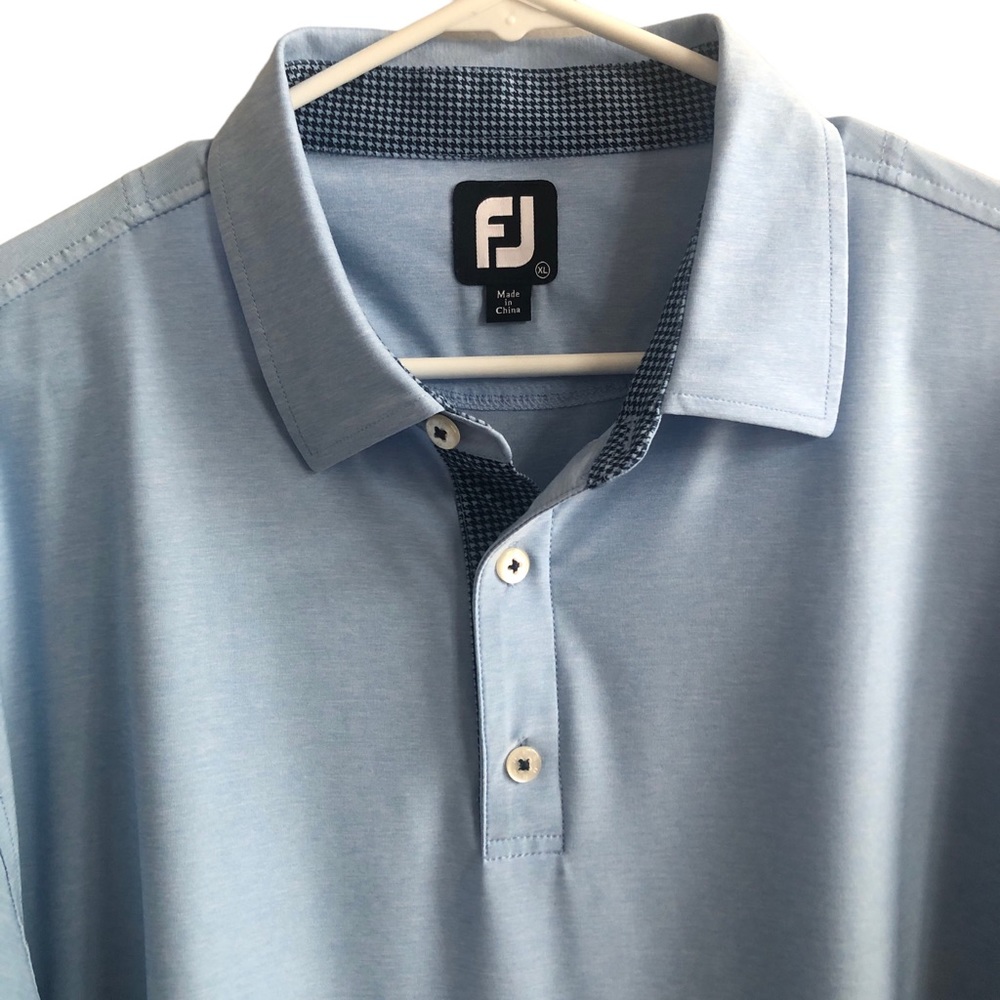 FootJoy FJ Polo Golf Shirt Sky Blue Performance Stretch Logo T25